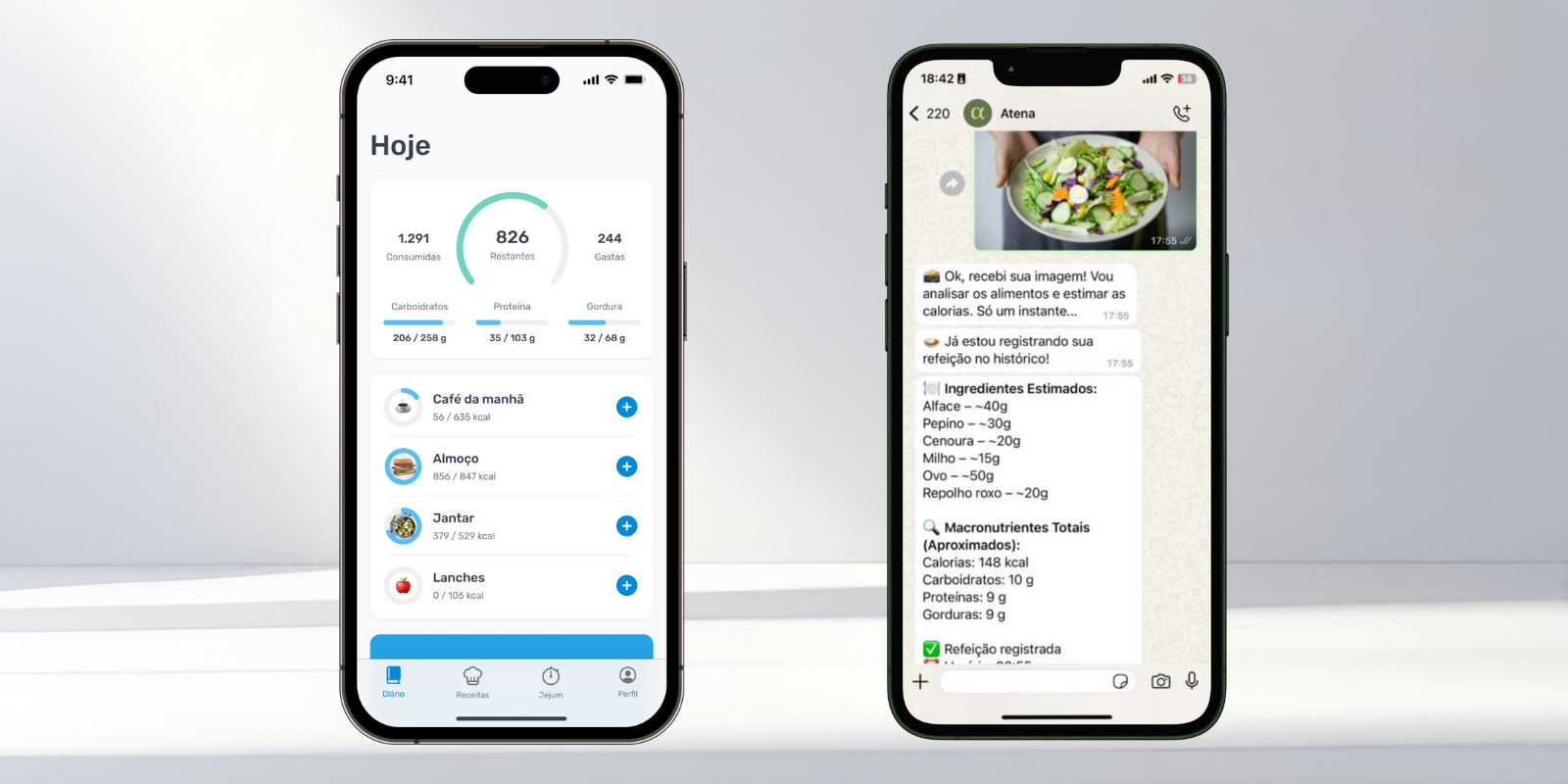 Comparação visual entre app complexo e interface simplificada