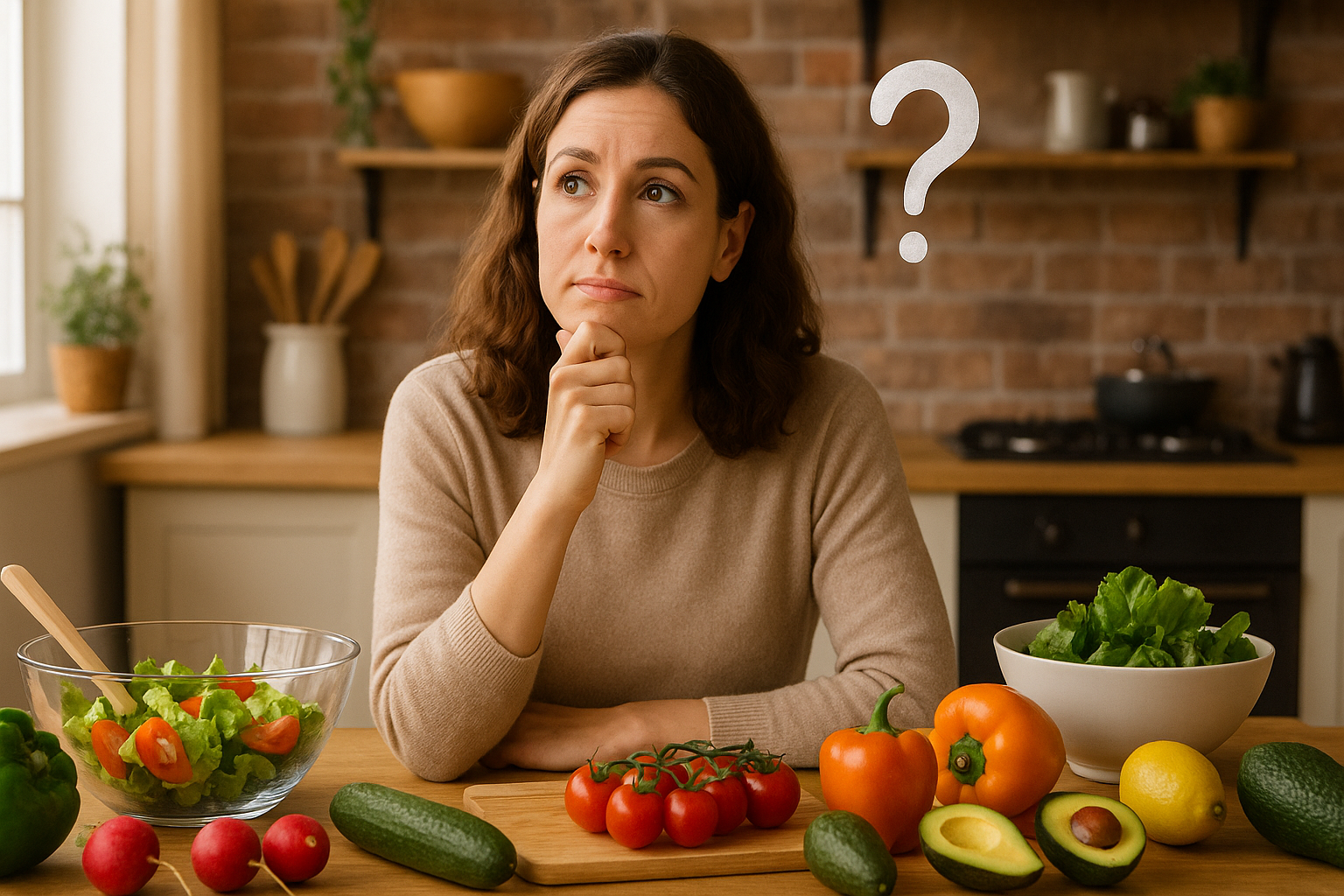 mulher preparando salada saudável em casa para emagrecer com Atena